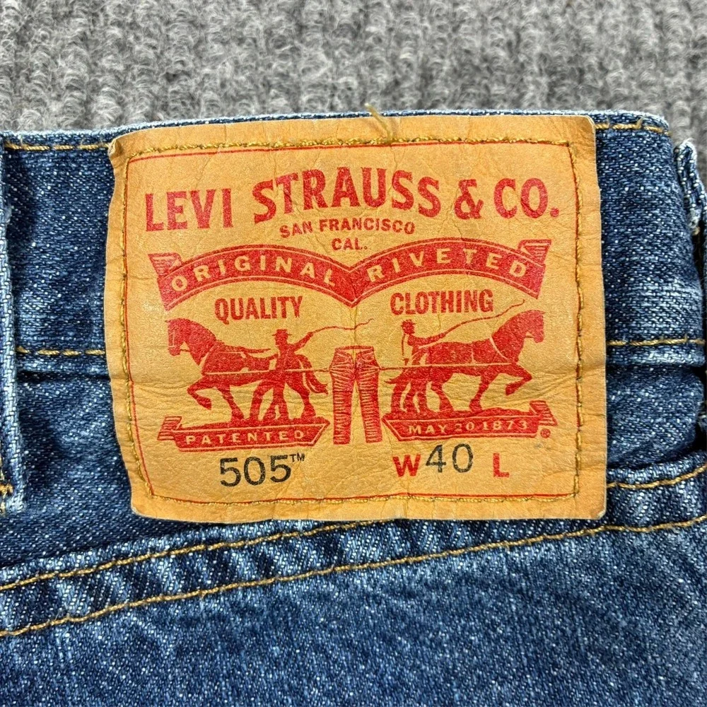 Levi's 505 Mens Bermuda Jean Shorts Size W40 Blue Denim Casual Stretch High Rise